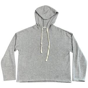 Zara Trafaluc Pearl Stud Hoodie Gray Cropped Sweatshirt Pullover - S